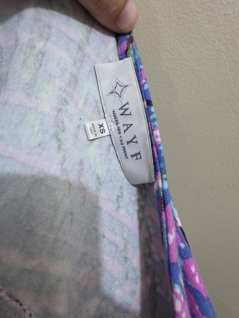 WAYF XS Bodycon Midi Dress Purple Pink Abstract Y2K Stretch Made USA - Picture 6 of 8